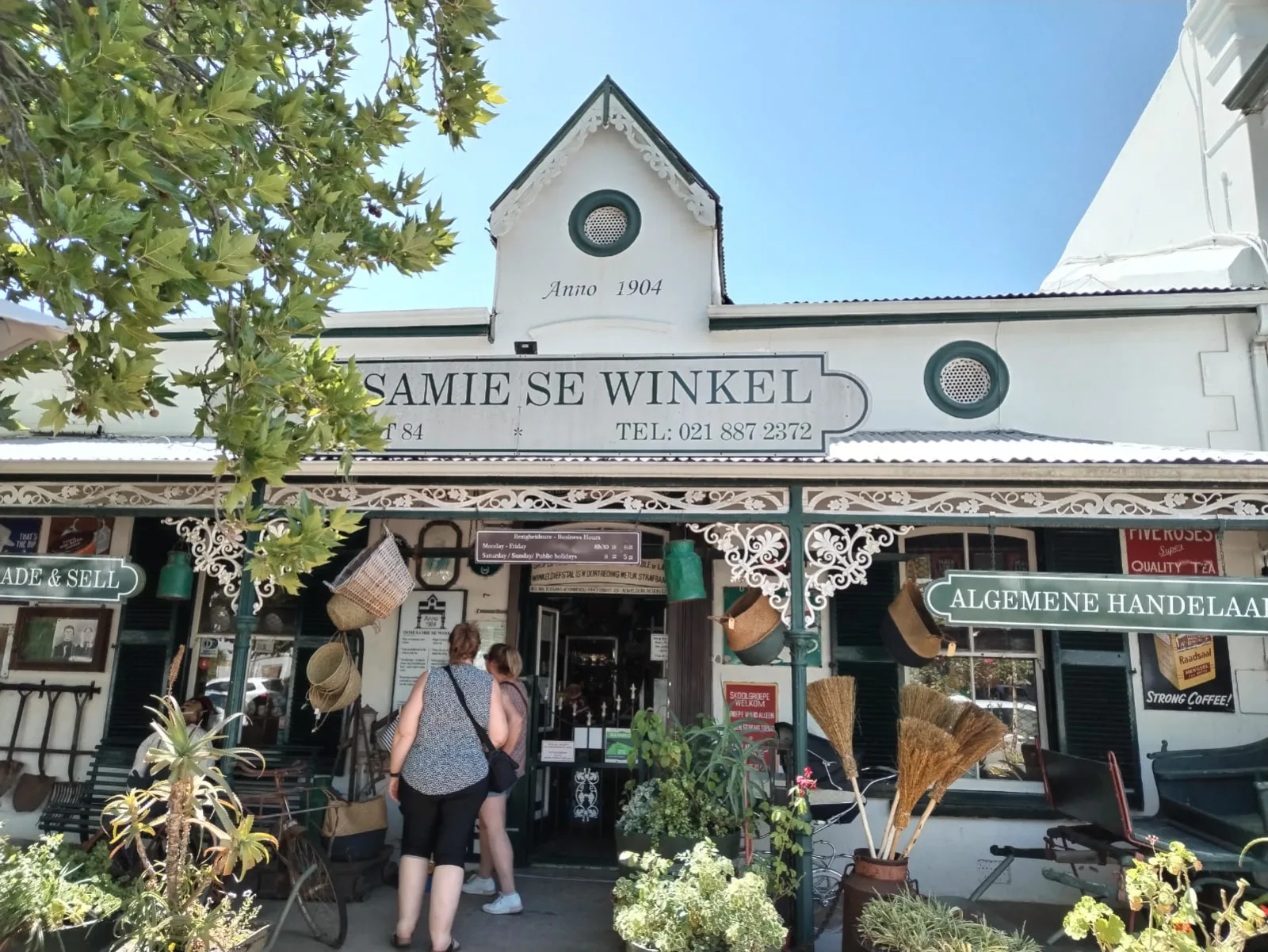 The 1904 gabled front of an old general store on a Stellenbosch street